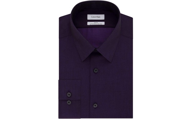  Men’s Slim Fit Herringbone Point Collar Dress Shirt (Purple Dusk, 17-32X33)