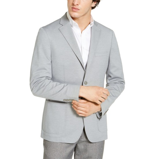  Mens Slim-fit Knit Sport Coat Light Grey 38s