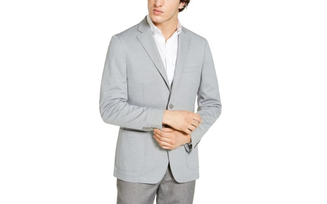 Mens Slim-fit Knit Sport Coat Light Grey 38s