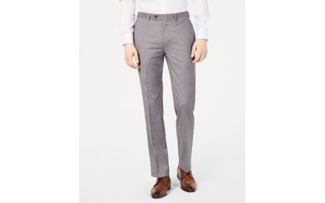  Men’s Slim-Fit Performance Stretch Wrinkle-Resistant Dress Pants (Gray, 32×32)