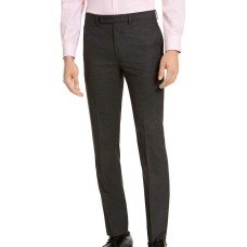 Calvin Klein Men’s Slim-Fit Stretch Mini-Grid Dress Pants (Gray,34×30)
