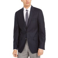 Calvin Klein Men’s Slim-Fit Windowpane Wool Sport Coat (Blue, 50 R)