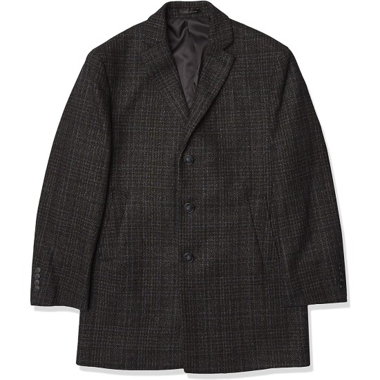  Men's Slim Fit Wool Blend Overcoat Jacket Coat, Gray, 44T