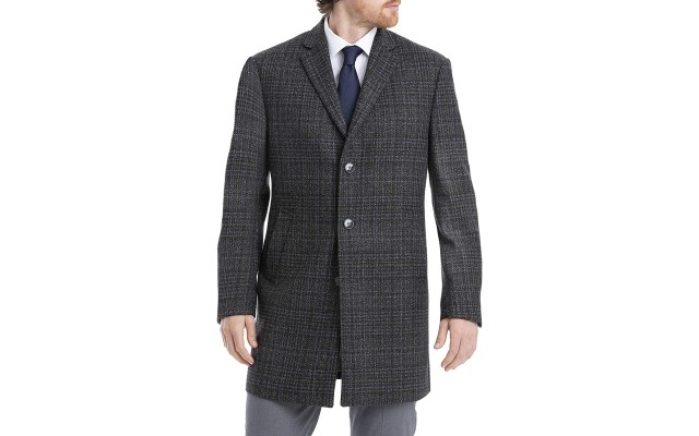  Men's Slim Fit Wool Blend Overcoat Jacket Coat, Gray, 46R