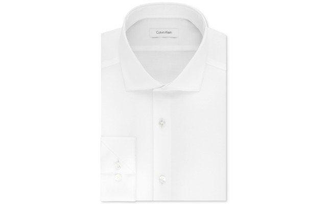  Men’s STEEL Big & Tall Slim-Fit Non-Iron Performance Stretch Unsolid Solid Dress Shirt (White, 17.5X34-35)