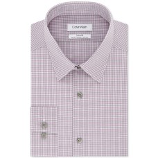 Calvin Klein Men’s Steel Slim-Fit Non-Iron Performance Stretch Check Dress Shirt,Pink,17.5X32-33