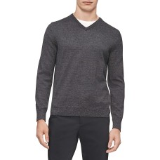 Calvin Klein  Merino V-neck Logo (Gray, XX-Large)