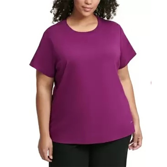  Plus-size Cotton T-shirt  (Purple, 2x)
