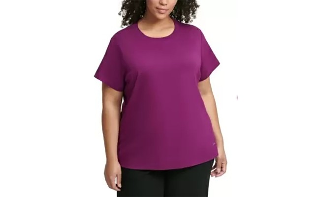  Plus-size Cotton T-shirt  (Purple, 2x)