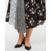  Plus Size Mixed-Print Asymmetrical Midi Skirt, Black Multi, 14W