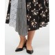  Plus Size Mixed-Print Asymmetrical Midi Skirt, Black Multi, 18W