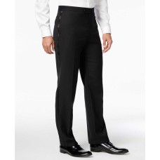 Calvin Klein Solid Modern Fit Tuxedo Pant (Black, 30W X 30L)