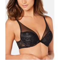 Calvin Klein Spotted Floral Lace Plunge Push-Up Bra (Black, 32 B)