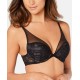  Spotted Floral Lace Plunge Push-Up Bra (Black, 32 B)