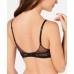  Spotted Floral Lace Plunge Push-Up Bra (Black, 32 B)