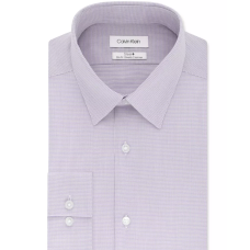 Calvin Klein Steel Calvin Klein Men’s STEEL+ Slim-Fit Non-Iron Performance Stretch Micro Check Dress Shirt (Purple, 16×34-35)