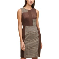 Calvin Klein Women’s Mixed-Media Plaid Sheath Dress (Multi Color, 4)