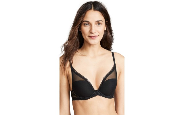  Women’s Perfectly Fit Perrenial Lightly Lined Plunge Bra (Black, 34A)