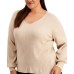 Women’s Plus Size Balloon-sleeve Sweater (Brown, 0x)