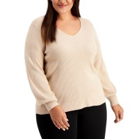 Calvin Klein Women’s Plus Size Balloon-sleeve Sweater (Brown, 0x)