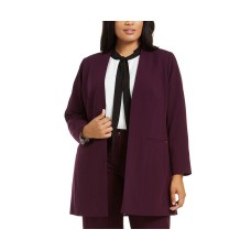 Calvin Klein Women’s Plus Size Collarless Topper Jacket (Purple, 22W)