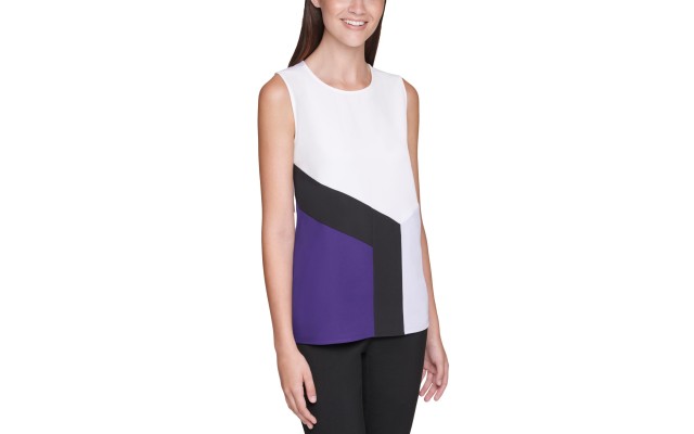   Women's Plus Size Colorblocked Top White, White, 0X