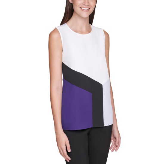  Women's Plus Size Colorblocked Top White, White, 2X