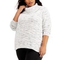 Calvin Klein Women's Plus Size Cowlneck Sweater, Gray, 0X