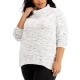  Women's Plus Size Cowlneck Sweater, Gray, 0X
