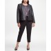  Women’s Plus Size Faux-Leather Zip Jacket (Black, 14W)