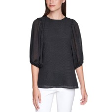 Calvin Klein Women's Plus Size Textured Balloon-Sleeve Top