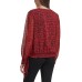  Women’s Printed Long Sleeve Faux Wrap Blouse (Red, Small)