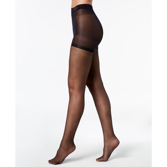  Women’s Sheer Stretch Pantyhose with Control Top (Black, B)