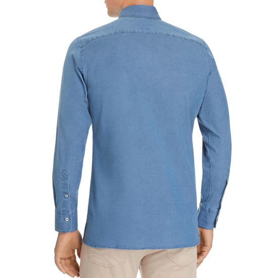   Cotton/stretch Chambasic pants (Pastel Blue, M)