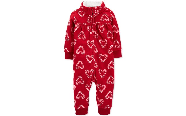 Carter’s Baby Girls Candy Cane Fleece Coverall (Red, Newborn)