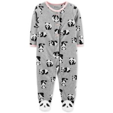 Carter’s Baby Girls Footed Fleece Panda Coverall (Pastel Gray, 9M)