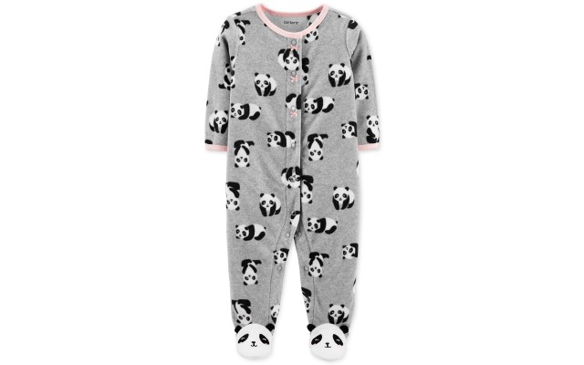 Carter’s Baby Girls Footed Fleece Panda Coverall (Pastel Gray, 9M)