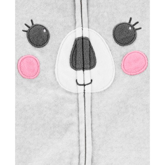Carter’s Baby Girls Koala Bear Fleece Footed Pajamas (Gray, 12M)