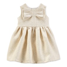 Carter’s Baby Girls Metallic Bow Dress (White, Newborn)