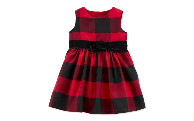 Carter’s Baby Girls Sateen Buffalo Check Dress (Red, 9 M)