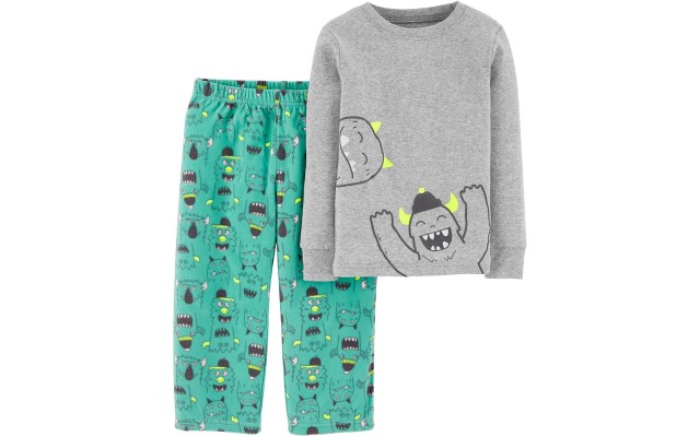 Carter’s Boys’ 2-Piece Fleece Pajamas (5, Turquoise/Heather/Monster)