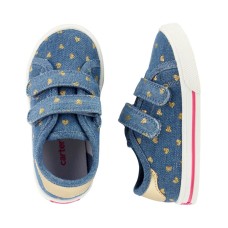 Carter’s Chambray Heart Casual Sneakers (Blue, 10)