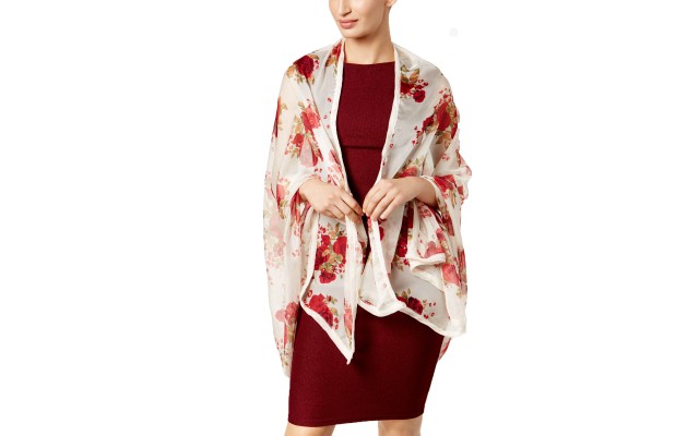  Women’s Holiday Romance Oversized Wrap (Ivory, One Size)