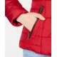  Juniors Puffer Coat with Faux Fur Trim Hood, Red, Medium