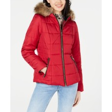 Celebrity Pink Juniors Puffer Coat with Faux Fur Trim Hood