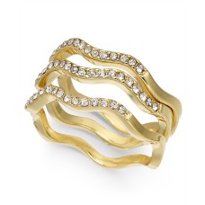 Charter Club 3-Pc. Set Crystal Wavy Rings