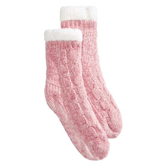  Chenille Slipper Socks (Blush, S/M)