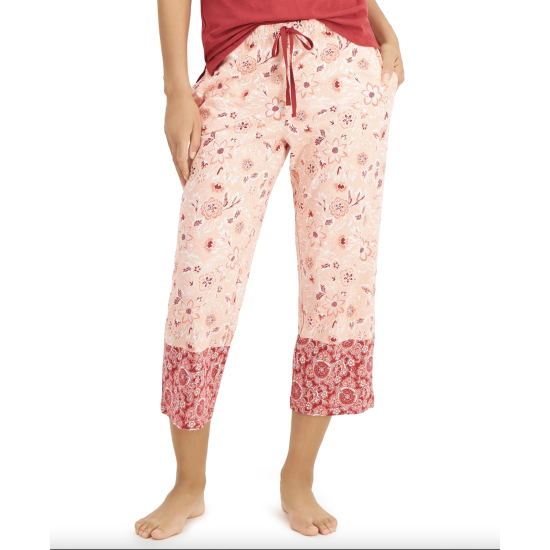  Cotton Capri Pajama Pants, Orange, 2XL