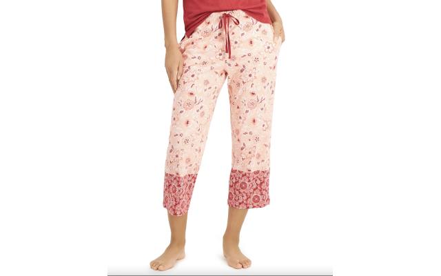  Cotton Capri Pajama Pants, Orange, 2XL
