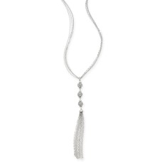 Charter Club Crystal Chain Tassel Long Necklace (Silver)